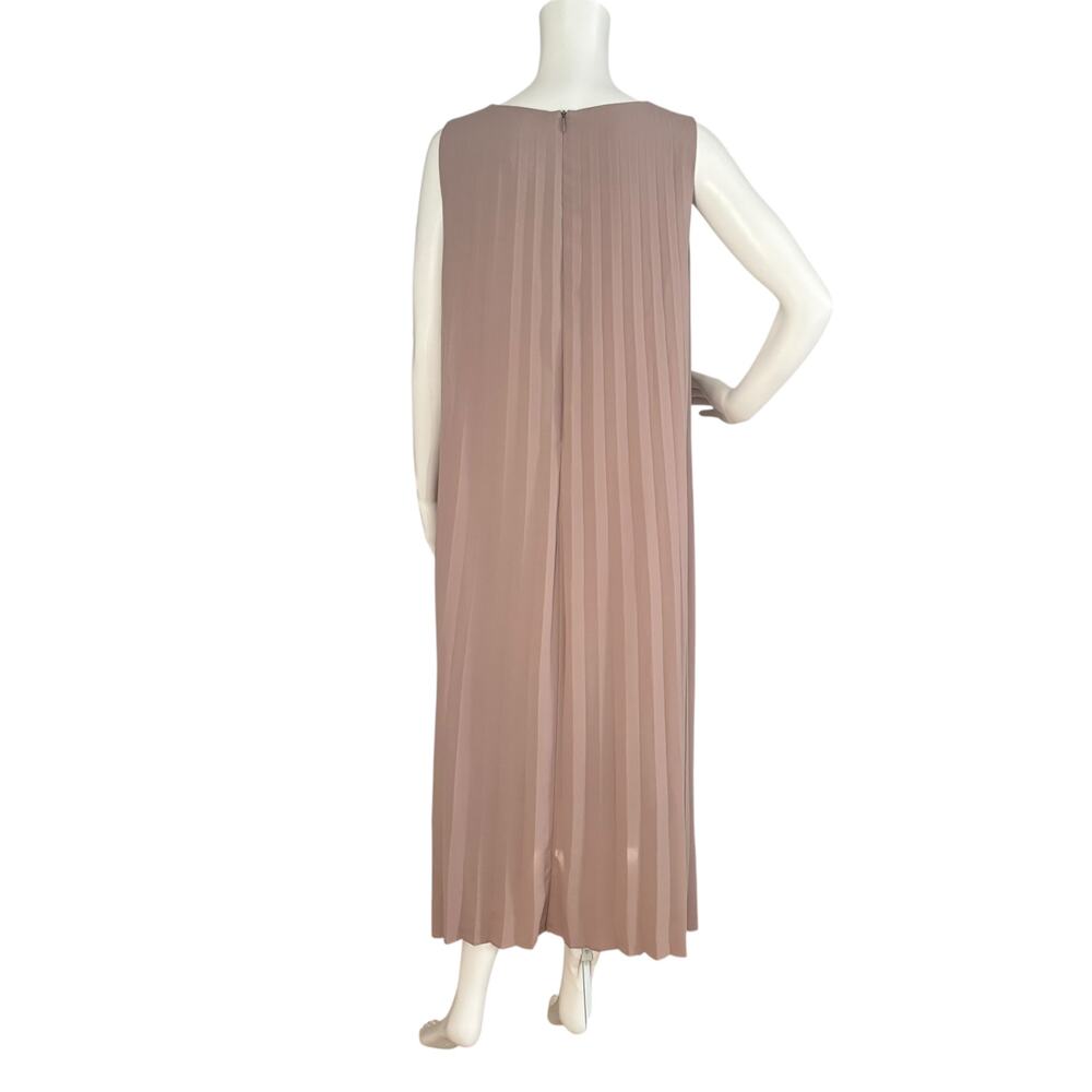 ELLIE MAKIR MIDI PLEATED DRESS MODEST HIGH-LOW HEM WOMEN SIZE LARGE - Picture 5 of 15